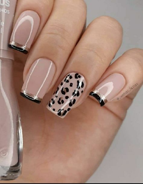 Simple Trendy Nail Designs 2022, Dark Colored Manicure, Silver Leopard Print Nails, Short Pixie Haircuts For Thick Hair Edgy, Cheetah Print Nail Art, Leopard Print Nail Tips, Nail Art Cheetah Print, Dark Teal Nails Designs Fall, Beige French Manicure