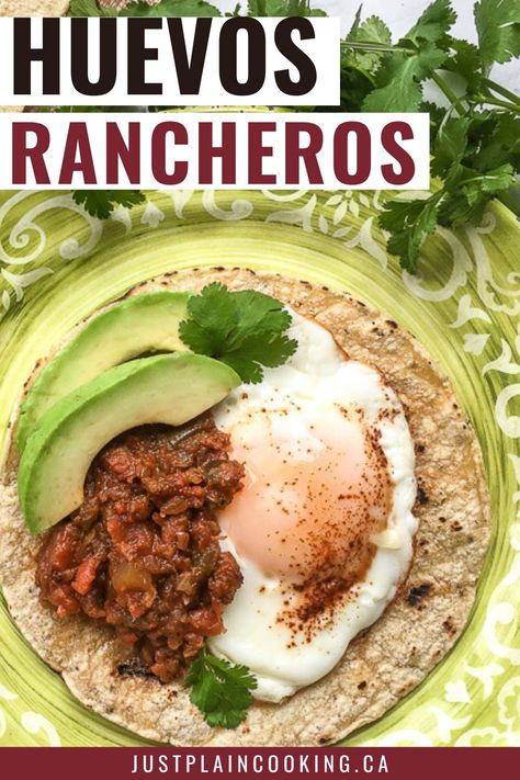 🍳 Huevos Rancheros - A vibrant and flavorful breakfast dish! Featuring crispy tortillas, perfectly cooked eggs, and a rich tomato-based sauce with a kick of spices, it’s the ultimate morning comfort food. Easy to make and bursting with authentic flavors. 🌶✨ #JustPlainCooking #HuevosRancheros #BreakfastRecipes #MexicanCuisine #ComfortFood #EasyMeals #FlavorfulFood Traditional Mexican Breakfast, Huevos Rancheros Recipe, Crispy Corn, Mexican Breakfast, Breakfast Meals, Spicy Tomato Sauce, Food Easy, Fried Eggs, Corn Tortillas