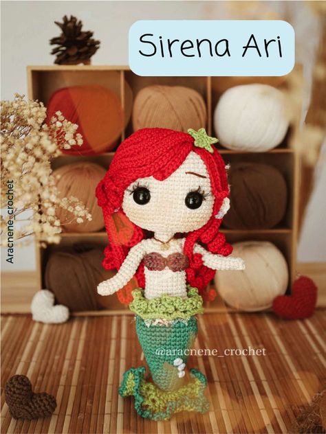 Ariel Amigurumi, Princess Ariel, Mermaid Tail, Sirens, Amigurumi Doll, Amigurumi Crochet, Crochet Doll, Art Toy, Disney Pixar