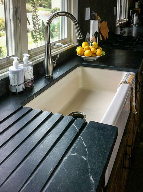 Soapstone And Butcher Block Countertops, Soap Stone Countertops Kitchen, Soap Stone Kitchen Countertops, Soap Stone Countertops, Leathered Soapstone Countertops, Soapstone Behind Range, Gray Soapstone Countertops, Soapstone Kitchen Sink, Soapstone Farmhouse Sink