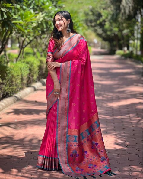 CATALOG: 14606 Paithani Silk Graceful Ethnic Looks Rich Wevon Paithani Designer Festive Wear Saree Just click on the link for any assistance: https://wa.me/919409462680 #ShortKurti #CasualWear #Fancy #Ethnic #Designer #Kurti #ShortKurti #Smart #Dress #Saree #SalwarKameez #EthnicDress #LoveForEthnic #FestiveWear #Shopping #Family #Gift #Girlish #Wedding #Function #Party #HerDress #Wardrobe #bollywoodstylefile #Gowns #ReadymadeDress #KurtiBottomSet #coordsetstyle #Lehenga #LehengaSet Pink Paithani Saree, Pink Saree Silk, Pink Paithani, Saree Paithani, Festive Saree, Half Saree Function, Cutwork Saree, Reception Saree, Paithani Saree