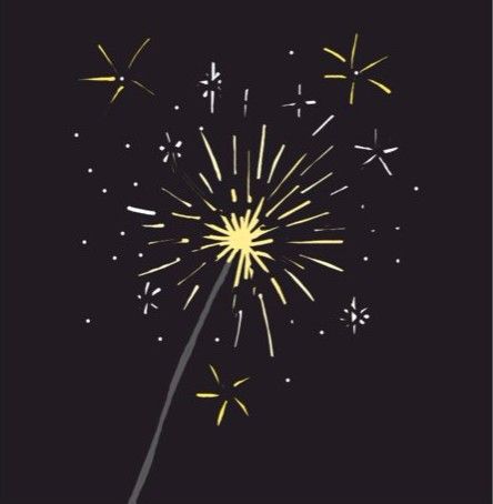 Sparkler drawing Sparkle Drawing Simple, Sparkler Painting, Sparkler Illustration, New Years Painting Ideas, Sparkler Drawing, Sparks Drawing, New Year Painting Ideas, New Years Painting, Spark Drawing