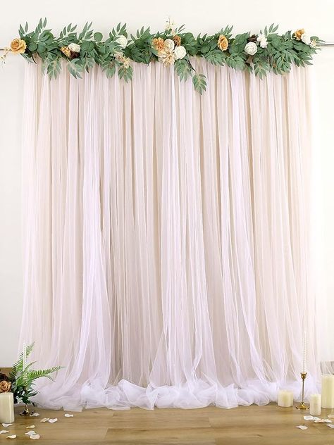 Amazon.com : Champagne Tulle Backdrop Curtains for Baby Shower Party Wedding Photo Drape Backdrop for Photography Props Engagement Bridal Shower 5 ft X 7 ft : Electronics Drape Backdrop, Bridal Shower Photography, Tulle Backdrop, Backdrop Curtains, Bridal Shower Backdrop, Photo Backdrop Wedding, Spring Baby Shower, Bloom Baby, Baby Shower Flowers