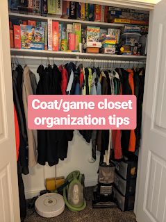 Organizing Game Closet, Large Coat Closet Organization, Game Closet Organization Ideas, Game Closet Organization, Game Closet, Small Coat Closet, Closet Organization Tips, Coat Closet Organization, Small Hall