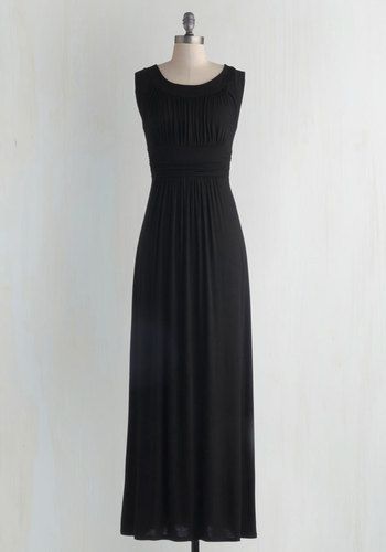 great maxi dress. So many things to do with it! Simple Black Maxi Dress, Low Neckline Dress, Dresses Everyday, Modcloth Dress, Cute Maxi Dress, Big Mama, Gold Prom, Awesome Sauce, Retro Vintage Dresses