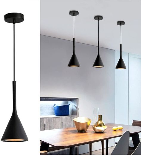 Black Light Fixtures Kitchen, Hanging Lamps For Bedroom, Cone Pendant Light, Hanging Lights Kitchen, Modern Hanging Lights, Island Pendant Lights, Kitchen Island Lighting Pendant, Single Pendant Lighting, Pendant Light Design