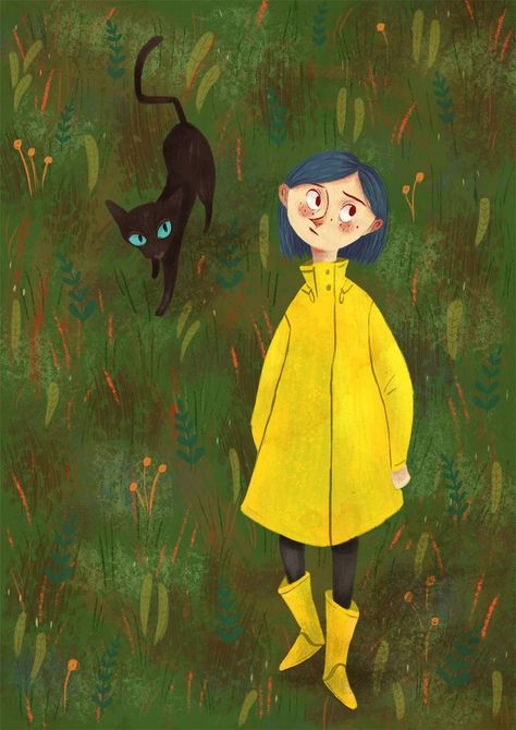 Coraline Characters, Coraline Drawing, Coraline Cat, Character Halloween Costumes, Coraline Art, Coraline Aesthetic, Coraline Jones, Favorite Movie, Cat Illustration