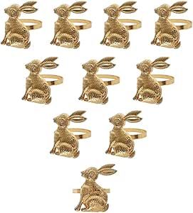 Rabbit Napkin Rings Set of 10, Cute Animal Rabbit Shape Decorative Napkin Rings Holders for Wedding Holiday Easter Christmas Thanksgiving Dinner Parties Home Table Napkin Decoration (Gold) Easter Napkins Rings, Elegant Napkin Rings, Napkin Rings Wedding, Easter Napkins, Bunny Napkins, Decorative Napkins, Fall Table Decor, Bunny Figurine, Easter Table Decorations