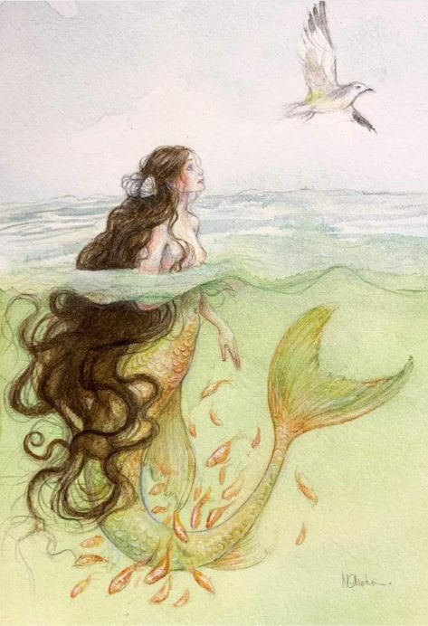 Mystical Mermaid, Art Coquillage, Mermaid Artwork, Mermaid Painting, Mermaid Drawings, Mermaid Core, Mermaid Aesthetic, Mermaids And Mermen, Vintage Mermaid