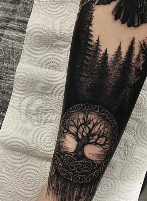 Latin Sleeve Tattoo, Norse Tattoos For Women Sleeve, Nordic Leg Tattoo, Viking Arm Tattoo, Old Norse Tattoo, Nordic Tattoo Ideas, Nordic Tattoos, Norse Tattoos, Yggdrasil Tattoo