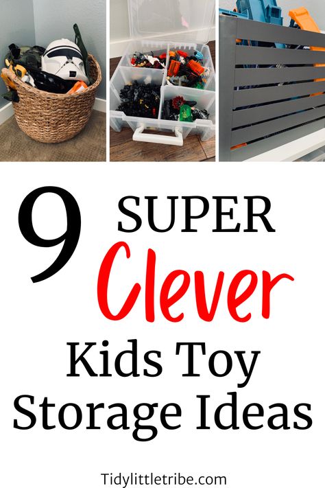 Here you will find 9 super clever kids toy storage ideas. I will give you ideas and solutions that not only work but are also decorative so that you can use them in practically any room in your house. Creative Toy Storage Target, Tool Box Toy Storage, Farm Toy Storage, Toy Vehicle Storage Ideas, Toy Tractor Storage Ideas, Storage For Big Toys, Toy Monster Truck Storage, Unique Toy Storage Ideas, Toy Tractor Storage