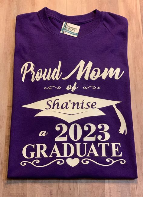 "Show your love and support for your favorite Class of 2023 Graduate with custom graduation shirts featuring our My Heart design personalized with your graduate's name and school colors. Graduation shirts will read \"Proud Mom of a 2023 Graduate\" or any other family title! Available for the entire family: Proud Mom, Grandma, Nana, Sister, Aunt, Daughter, Wife, Girlfriend, Dad, Grandpa, Brother, Niece, Nephew, Uncle, Husband, Boyfriend, etc. Shirt styles: 6oz Ultra cotton, short sleeve, Unisex S Senior Graduation Shirts For Family, Custom Graduation Shirts, Graduation Shirts For Family With Photo, Graduate Shirts For Family, Proud Sister Of A Graduate Shirt, Family Graduation Shirts, Proud Graduate Shirt, Graduation Shirts For Family, 2023 Graduate