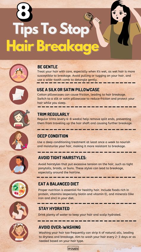 8 Tips To Stop Hair Breakage hairbreakage haircare Stop Hair Breakage, Healthy Hair Routine, Hair Growing Tips, Hair Protein, Promote Healthy Hair Growth, Healthy Hair Tips, Diy Hair Care, Growth Tips, Grow Hair Faster