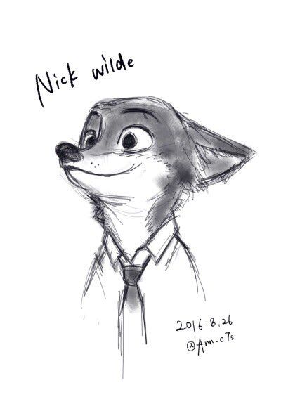 https://twitter.com/Ann_e7s/status/797824904242470913 Nick Wilde Tattoo, Nick Wilde Drawing, Zootopia Characters, Zootopia Nick And Judy, Zootopia Art, Pokemon Poster, Nick Wilde, Cute Doodle Art, Black And White Drawing