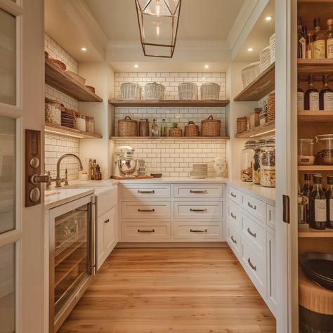 7 Gorgeous Small Butlers Pantry Ideas - The White Laurel Small Butlers Pantry Ideas, Small Butlers Pantry, Butlers Pantry Ideas Layout, Walk In Pantry Ideas Layout, Butlers Pantry Ideas, Walk In Pantry Ideas, Kitchen Butlers Pantry, Pantry Layout, Dream Pantry