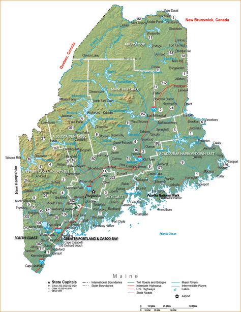 Map Of Maine, Highway Map, Maine Map, Maine State, Visit Maine, Maine Vacation, Maine Usa, Visiting England, Usa Map