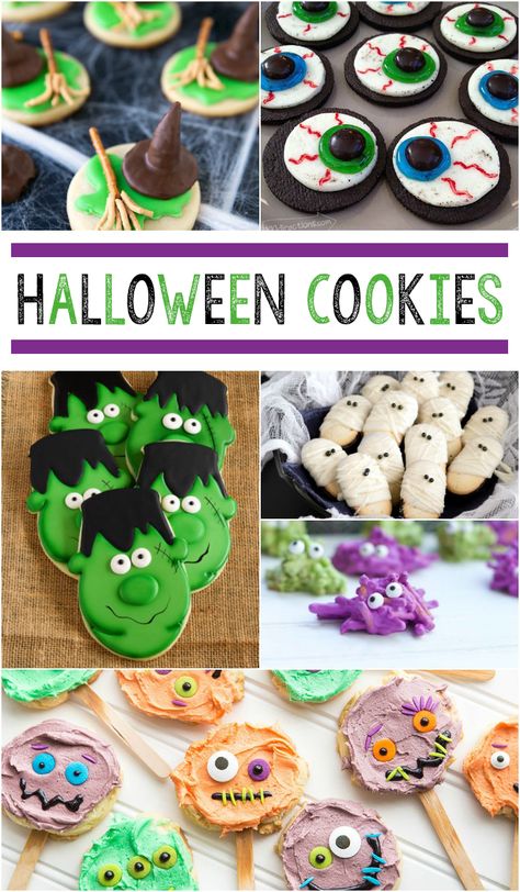 25 Easy Halloween Cookie Recipes to Make for Your Little Monsters! | Kids Activities Blog Halloween Munchies, Halloween Cooking Ideas, Halloween 2000s, Easy Halloween Cookies Recipes, Halloween Cooking, Easy Halloween Cookies, Halloween Cookie Recipes, Happy Halloweenie, Halloween Sugar Cookies