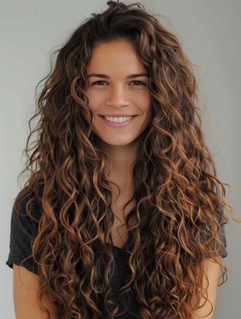 Explore Trending Long Curly Hairstyles for Stunning Looks and Versatile Styles Natural Curls Long Hair, Best Haircuts For Long Curly Hair, Big Curl Perms For Long Hair, Curl Perm Types, Perm Hair Medium Length, Long Curly Hair With Face Framing Layers, Types Of Perms For Long Hair, How To Style Crimped Hair, Long Haircut Curly Hair