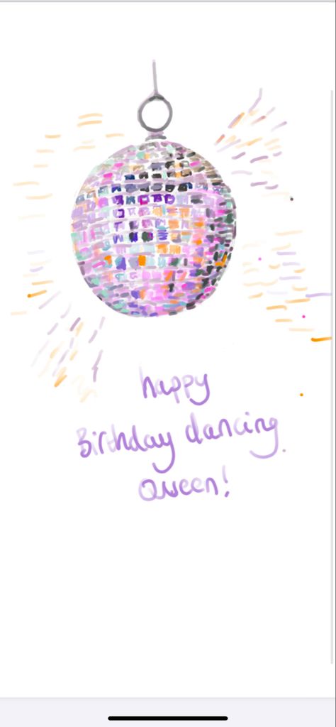 Dancing Queen Birthday Cards, Disco Ball Birthday Card, Birthday Wuotes, September Birthday Month, Disco Ball Birthday, Happy Birthday Painting, Happy Birthday Dancing, Disco Ball Print, Swift Party