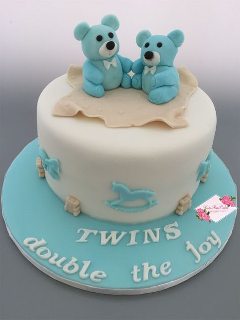 Twin Baby Shower Cake, Baby Shower Cake Designs, Twin Birthday Cakes, Twins Cake, Twin Baby Boys, Baby Twins, Baby Boy Cakes, Twins Baby, Blue Cakes