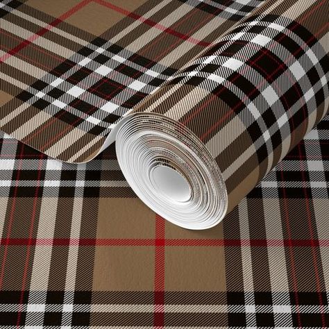 Southdown tartan - 6" tan/black/white | Spoonflower Ancient Wallpaper, Old Money Home, Tartan Wallpaper, Black White Wallpaper, Plaid Wallpaper, Equestrian Decor, Lit Wallpaper, Temporary Art, Black And White Wallpaper