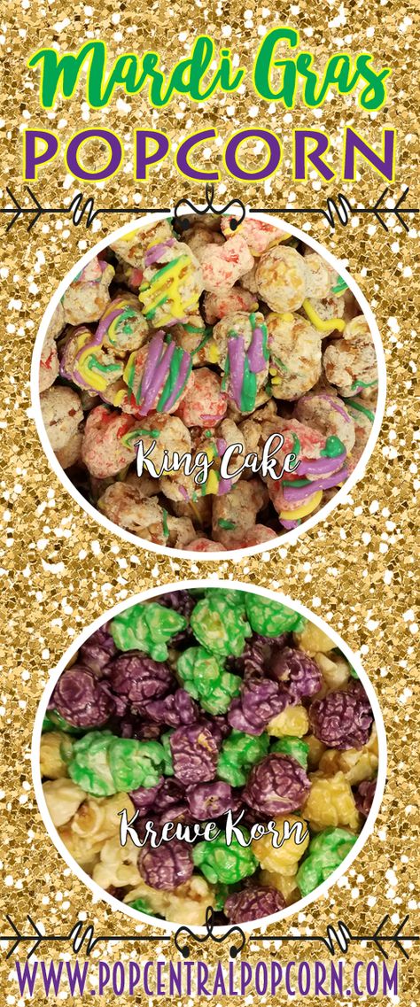 Unbelievable flavor that will get you into the Carnival spirit! King Cake flavored popcorn... you've gotta try it! Mardi Gras Popcorn, Mardi Gras Desserts, Cake Popcorn, Carnival Spirit, Cheese Popcorn, Mardi Gras King Cake, Mardi Gras Food, Flavored Popcorn, Gourmet Popcorn