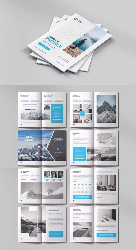 Simple Company Profile Brochure Design AI, EPS, PSD. 20 Pages. 300 DPI, CMYK Colour, A4 Size. Company Profile Design Templates, Company Profile Brochure, Scale Business, Model Images, Annual Reports, Company Profile, Cmyk Color, Brochure Design, Free Fonts