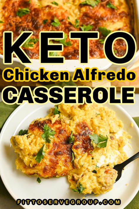 Keto Chicken Alfredo Casserole, Gluten-Free Alfredo Chicken Bake, Keto Chicken Alfredo Casserole, Chicken And Spaghetti Squash, Keto Chicken Alfredo, Chicken And Spaghetti, Keto Alfredo, Alfredo Casserole, Keto Alfredo Sauce, Chicken Alfredo Casserole