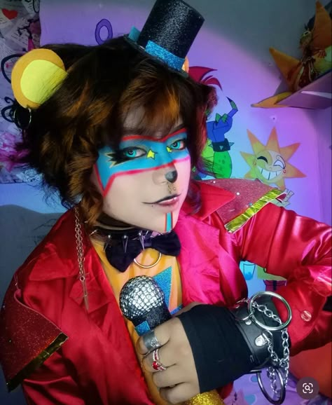 Glamrock Freddy Costume, Glam Rock Freddy Cosplay, Glamrock Freddy Makeup, Fnaf Sb Cosplay, Glamrock Freddy Cosplay, Security Breach Cosplay, Fnaf Cosplay Ideas, Glam Rock Freddy, Fnaf Makeup