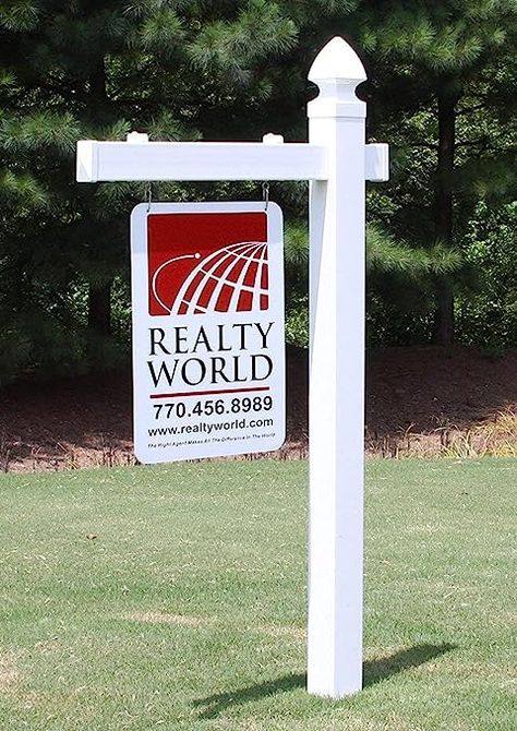 Vinyl PVC Real Estate Sign Post - White - 5' Tall Post (Single) looks great in person - will need a malet to aid you when adding in to the ground. Easy to put together. Real Estate Sign Post, Real Estate Post, Reserved Parking Signs, Business Hours Sign, Instagram Wedding Sign, Led Open Sign, Garage Sale Signs, Ada Signs, Wet Floor Signs