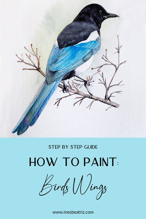 Easy Watercolor Tutorial, Wings Watercolor, Watercolor Birds Tutorial, Bird Painting Diy, Paint Birds, Watercolour Birds, Birds Wings, Painting Birds, Bird Watercolor Paintings