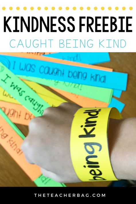 Are you looking for a fun way to recognize kind behavior in the classroom? Check out there free kindness bracelets. Prek Kindness Activities, Teaching Kindness In The Classroom, Brag Bracelets Free Printables, Kindness Bracelets, Kindness Chain Activity, Kindness Squad School, Class Kindness Challenge, Kindness Challenge For Kids Classroom, Lesson On Kindness For Middle School