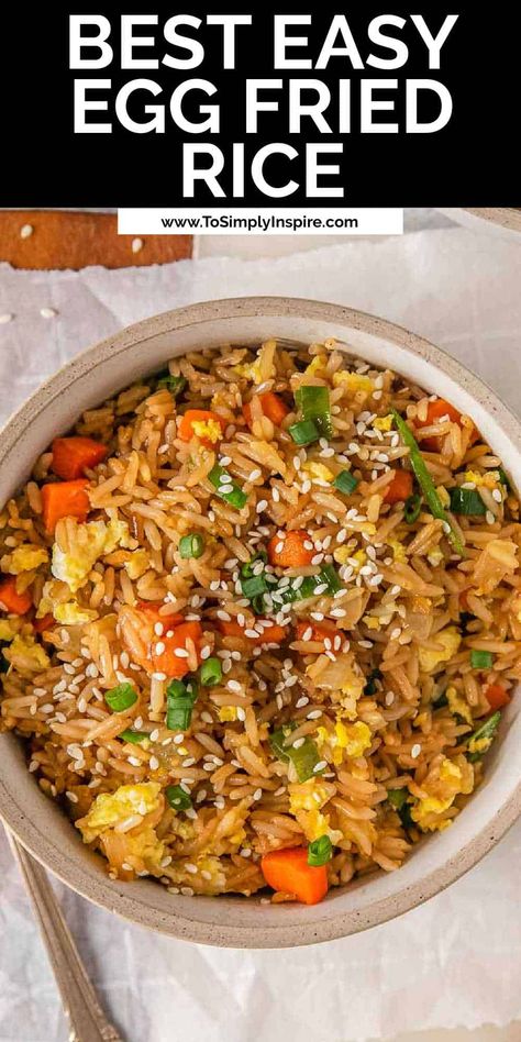 This easy egg fried rice is takeout comfort food made right in your kitchen! It's an easy recipe that comes together quickly using rice, eggs, and other simple ingredients. One bite and you'll have everyone asking what Chinese restaurant you ordered from! Easy Egg Fried Rice, Awesome Sandwiches, Chicken Fried Rice Recipe Easy, Egg Fried Rice Recipe, Rice Dishes Recipes, Rice Meals, Fried Rice Recipe Easy, Recipes Rice, Kids Plate