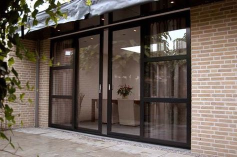 Aluminium Partition, Pintu Interior, Porch Windows, French Doors Patio, Sliding Patio Doors, Design Exterior, Aluminium Doors, Garden Doors, House Extensions