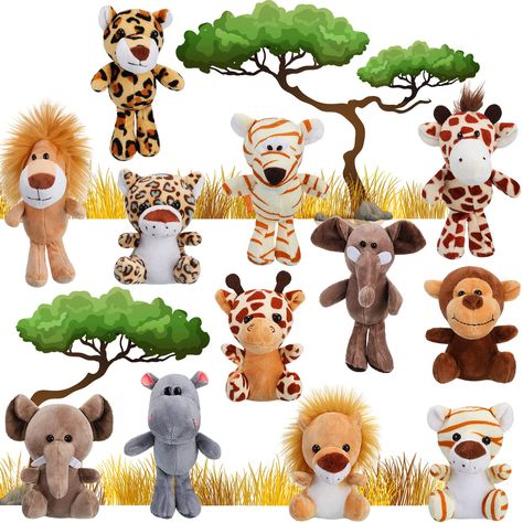 PRICES MAY VARY. Package includes: you can get 12 pieces cute animal plush toys, including lion, tiger, elephant, giraffe and more patterns, enough quantity for daily playing and sharing with your family and friends Quality animal decoration: our stuffed zoo animals are very lovely and attractive, with quality PP material, they are comfortable, soft and safe enough; Playing with these jungle theme party supplies will have much fun and feel like walking into the world of nature Simple to carry ou Animal Birthday Table, Safari Baby Shower Boy, Tiger Plush, Animals Jungle, Jungle Theme Parties, Safari Theme Birthday, Small Stuffed Animals, Wild One Birthday Party, Elephant Plush