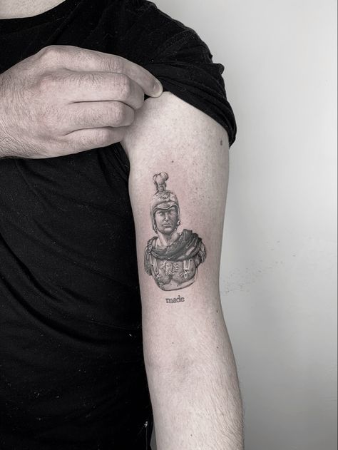 Alexander the great Sculpture Tattoos, Alexander The Great Tattoo, Micro Realism, Small Hand Tattoos, Great Body, Alexander The Great, Great Tattoos, Realism, Hand Tattoos