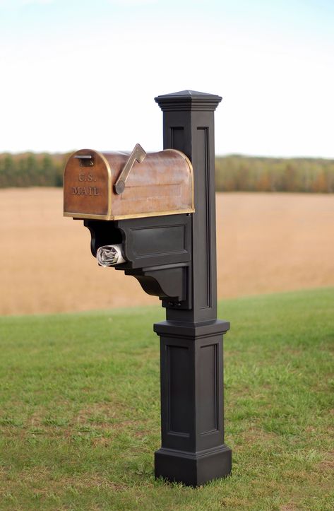 Free 2-day shipping on qualified orders over $35. Buy Mayne Dover Mail Post - Black at Walmart.com Decorative Post, Mailbox Makeover, Mailbox Landscaping, Mailbox Ideas, East Coast Style, Mailbox Post, Christmas Lighting, Wooden Posts, Mail Post