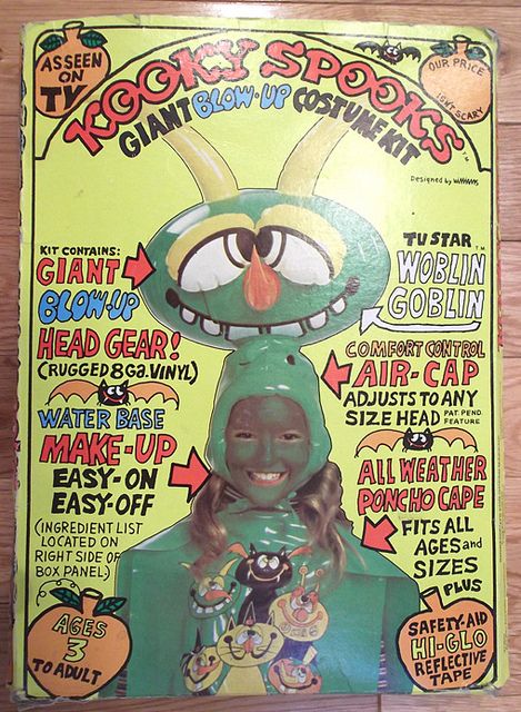 If I remember correctly, Kooky Spooks inflatable costumes were something you purchased in a catalog. Either way, my sister and I went as these for one Halloween. After that, they were stuffed in the hallway closet, never to be used again. I used to stare at my old costume, wishing I could wear it again. It was one of my favorites. Kooky Spooks, Goblin Costume, Classic Halloween Costumes, Vintage Halloween Costume, Inflatable Costumes, Halloween Collectables, Up Costumes, First Halloween, Teenage Years