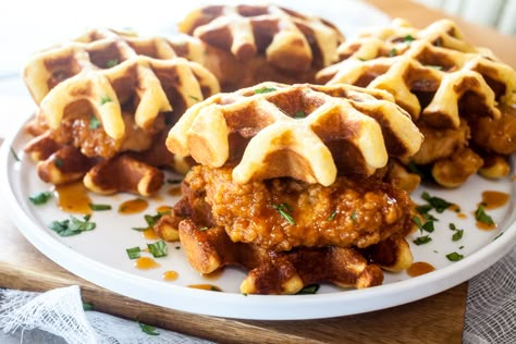 Chicken And Waffle Sliders, Chipotle Honey Chicken, Waffle Chicken, Waffle Sliders, Honey Chipotle Chicken, Military Brat, Fried Chicken And Waffles, Food Combinations, Honey Chipotle