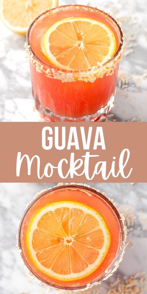 Guava Simple Syrup, Mocktails Kava, Blended Mocktail Recipe, Guava Mocktail Recipe, Tiki Mocktail Recipe, Unique Drinks Non Alcoholic, Mocktail Party Ideas, Creamy Mocktail Recipe, Italian Mocktail Recipe