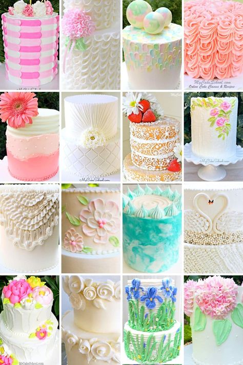 Unique Buttercream Cake Designs, Creative Buttercream Cakes, Butter Cream Icing Cakes Design, Buttercream Cake Designs Birthday, Buttercream Cake Decorating Ideas, Icing Cake Designs, Cake Borders Designs, Buttercream Cake Frosting, Butter Icing Cake Designs