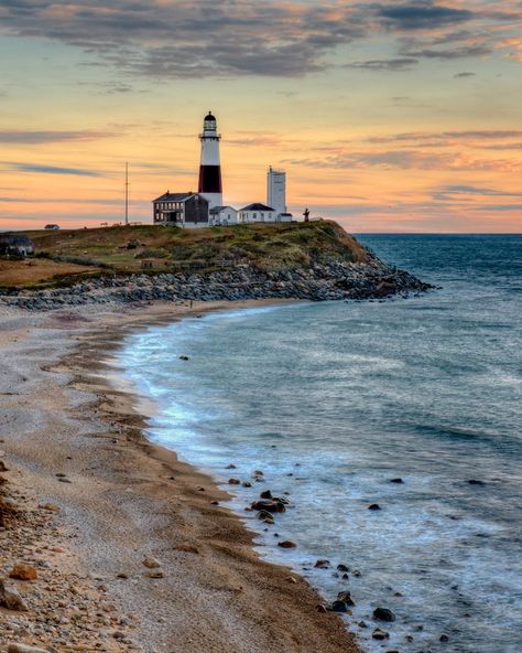 Montauk Lighthouse Sunrise Montauk Long Island, Meet Me In Montauk, Montauk Lighthouse, Background Ideas, Long Island Ny, Light House, Be Beautiful, Travel Goals, Oh The Places Youll Go