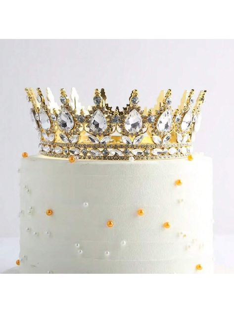 1pc Crystal Crown Cake Topper, Suitable For Women Birthday Cake Decoration,ChristmasI discovered amazing products on SHEIN.com, come check them out! Iron Cake Stand, Crown Cake Topper, Rhinestone Cake Topper, Gold Cake Stand, Crown Party, Crown Cake, Mini Crown, Birthday Cake Decoration, Birthday Cakes For Women