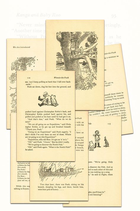 Vintage Winnie The Pooh Printables, Book Pages Printable, Winnie The Pooh Printables Free, Winnie The Pooh Diy, Classic Winnie The Pooh Images Free Printable, Free Journal Printables, Book Page, Old Book Page Printable, Winnie The Pooh Book Pages