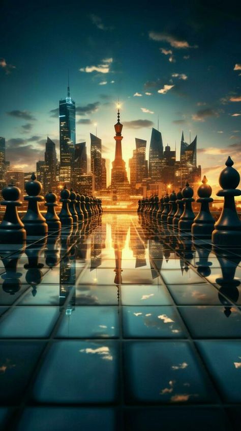 Generative AI conjures chess pieces amidst a futuristic city skyline Vertical Mobile Wallpaper AI Generated Chess Background Wallpapers, Chess Wallpapers Hd Wallpaper, City Background Aesthetic, Chess Wallpaper Aesthetic, Chess Background, Chess Wallpaper, Chess Aesthetic, Chess Quotes, Chess Art