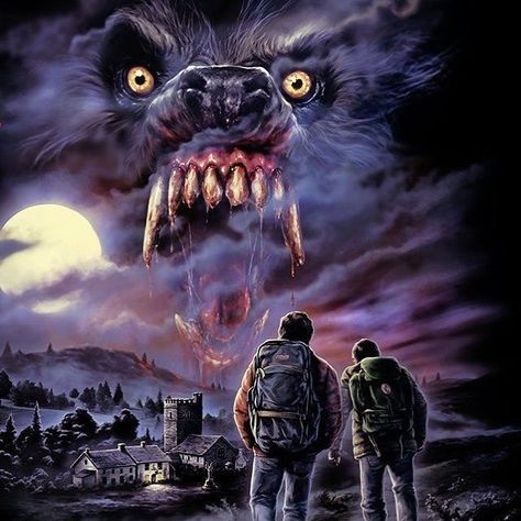 An American Werewolf in London. Scary, gory, ruthless, intense, darkly funny and featuring the greatest werewolf transformation scene ever… Paste Painting, An American Werewolf In London, Fright Rags, Werewolf In London, American Werewolf In London, Horror Vintage, Horror Movie Icons, Horror Artwork, Werewolf Art