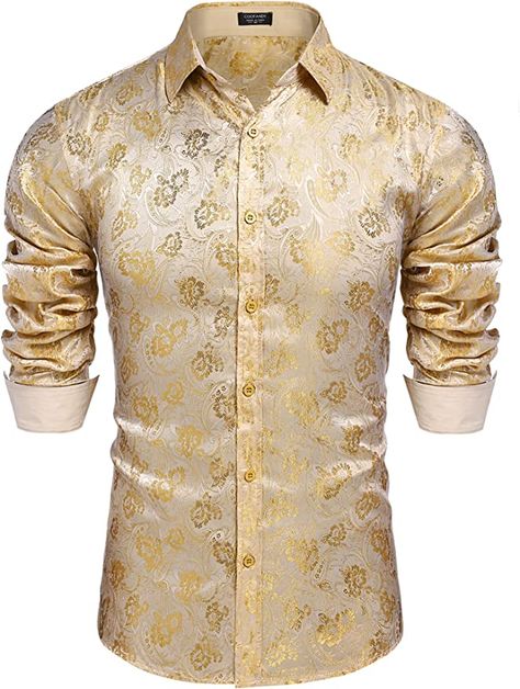 Formal Fitted Shirt With Paisley Print, Luxury Formal Shirt With Paisley Print, Mens Floral Dress Shirts, Paisley Print Shirt Men, Luxury Men's Baroque Print Shirt, Prom Outfit, Classic Paisley Print Button-up Shirt, Satin Shirt Dress, Winter Formal