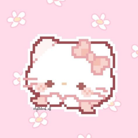 Hello Kitty Pixel Art, Alakazam Pokemon, Doremi Magique, Piskel Art, Charmmy Kitty, Easy Pixel Art, Pixel Drawing, Hello Kit, Pink Hello Kitty