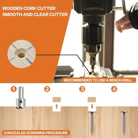 GMTOOLS 28Pcs Woodworking Chamfer Drilling Tools-Countersink Bit, Step Drill Bit Set, Wood Plug Cutter Drill Bit Set (2 Styles), 5-Flute Countersink Drill Bit, Positioning Punch and 1pc Hex Wrench - Amazon.com Step Drill, Drilling Tools, Wood Plugs, Drill Bit, Woodworking Tools, Drill Bits, Carpentry, Wrench, Woodworking