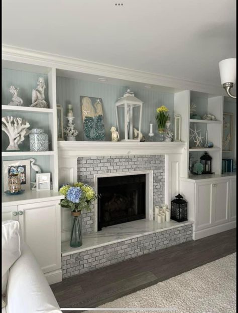 Shelving Around Fireplace, Built In Bookshelves Around Fireplace, Shelves Around Fireplace, Bookshelves Around Fireplace, Fireplace Makeovers, Built In Shelves Living Room, Living Room Renovation, Fireplace Built Ins, Fireplace Remodel